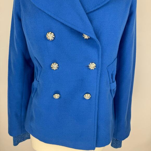 TOMMY GIRL by Tommy Hilfiger | Blue Double Breasted Pea Coat | Women's Large - Picture 3 of 13